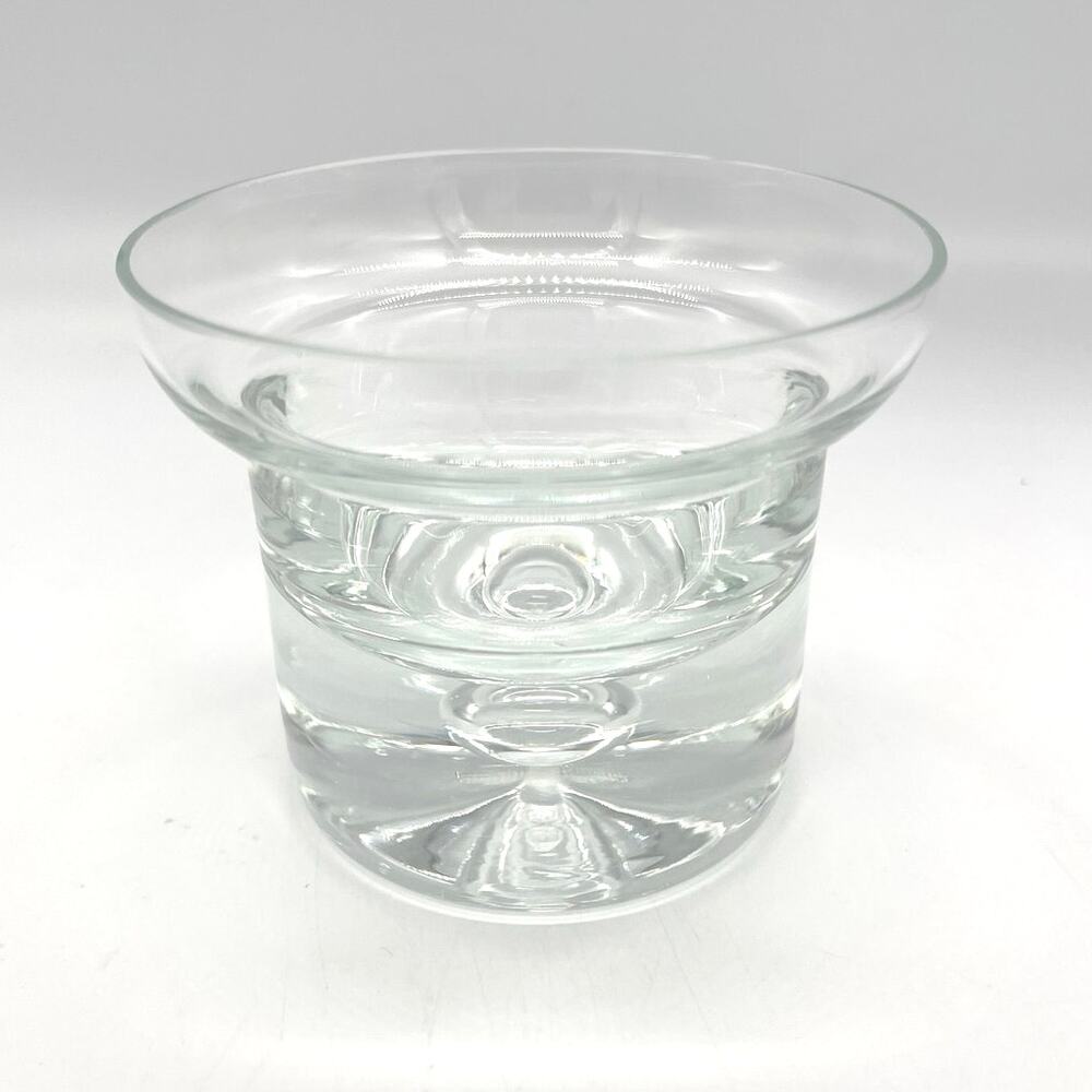 Vintage Krosno Poland 2 Bubble Base Heavy Crystal Candle Holder 3 1/8"